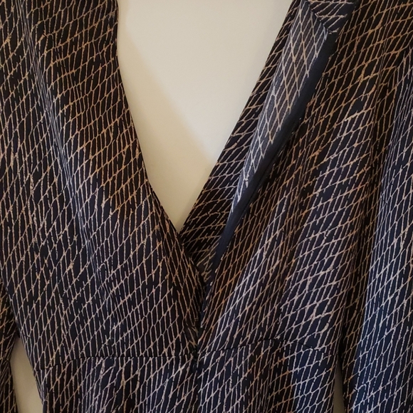 FAUX WRAP SATIN FIT & FLARE DRESS - Picture 5 of 6